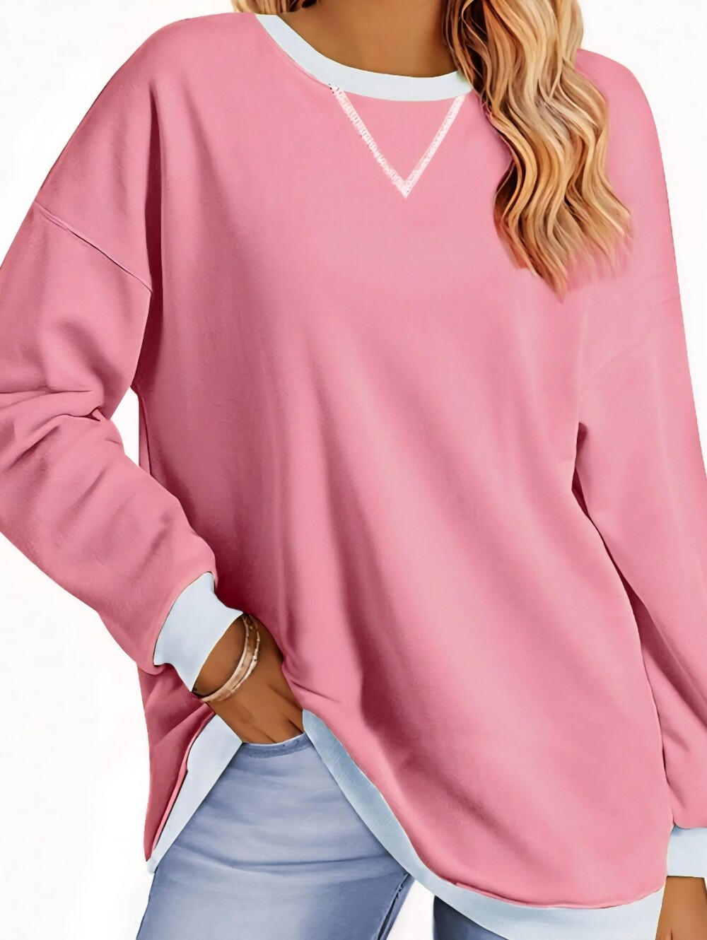 Pink Oversized Long Sleeve Pullover Sweatshirt 3XL - New W/O Tag!